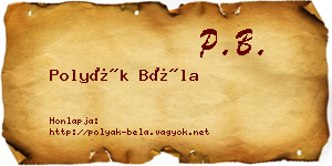 Polyák Béla névjegykártya